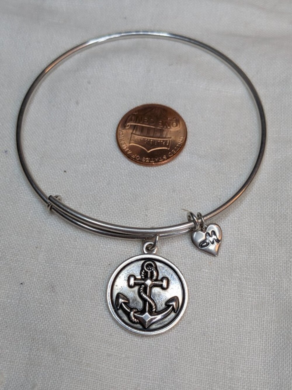 Lauren Ralph Lauren Sterling Silver Anchor Charm Bangle Bracelet – Signed RL 925